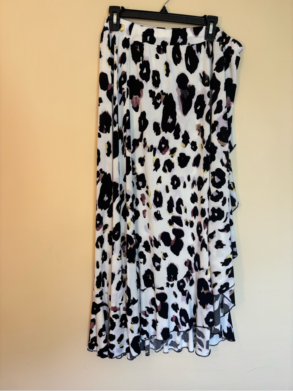 White Leopard Print Maxi Skirt with Subtle Color Accents
